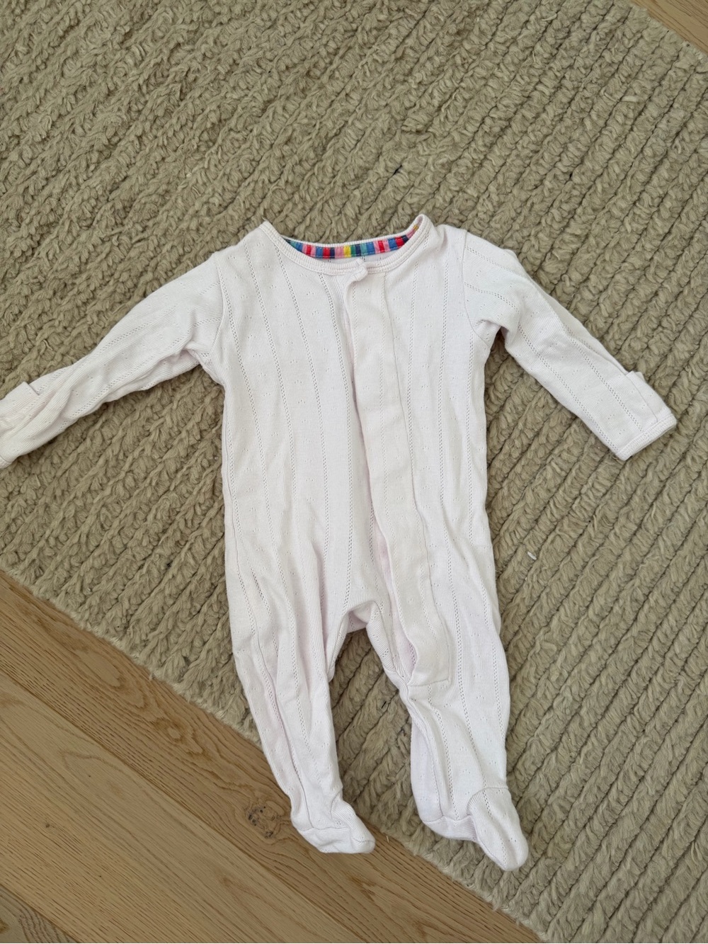 Magnetic Me Organic Cotton Footie Sleeper 0-3 Months Soft Pink Pointelle